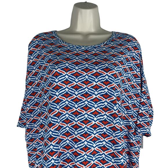 Lularoe Irma Short Sleeve Printed Oversized Tunic Top Blue Size M - Picture 2 of 7